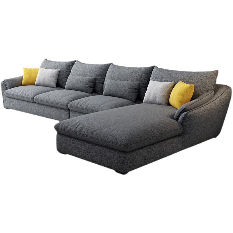 30.7 " H Grey Cotton Blend Flared Arm Sofa & Chaise for Living Room
