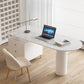 Modern Style Stone Office Desk Irregular Shape Task Desk with Legs for Home