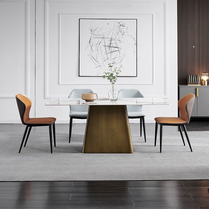 Industrial Metal Dining Room Chair Faux Leather Dining Armless Chair for Restaurant Use Clearhalo ' kitchen&dining_furn' 'Dining Chairs' 'Dining Tables & Seating' 'dining_chair' 'furn' 'furn_dining_chair' 'Furniture' 'furniture_dining_chair' 'Kitchen & Dining Furniture' 'kitchen' 1200x1200_5682aeea-b549-4edd-ad54-a8175250ae18