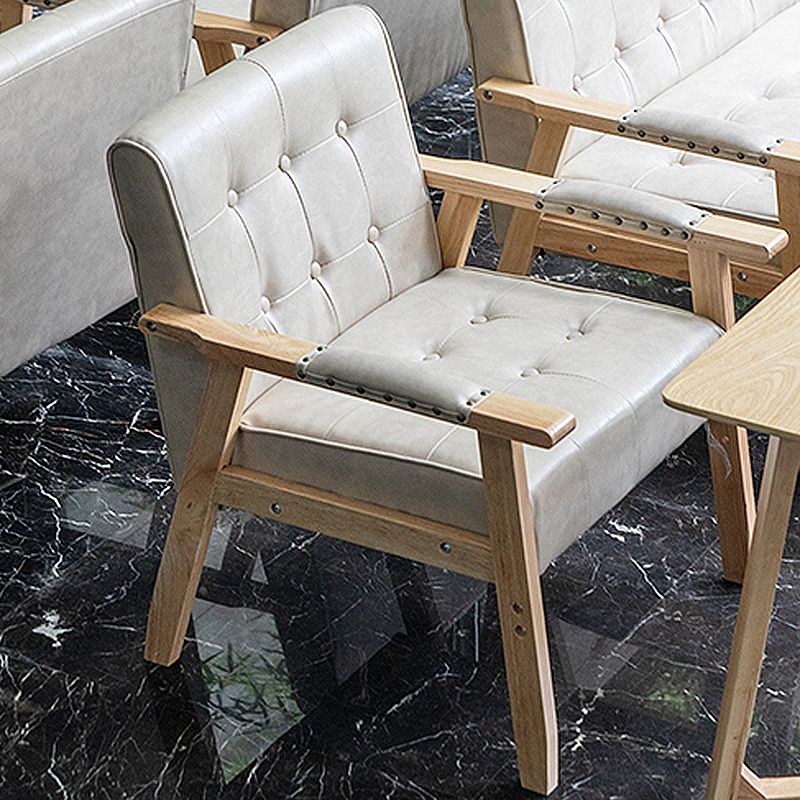 Modern 25.5"W PU Arm Chair with Basic Four Legs and Tufted Back for Office Clearhalo 'Accent Chairs' 'accent_chairs' 'Chairs & Seating' 'furn' 'furn_accent_chairs' 'Furniture' 'Living Room Furniture' 1200x1200_56845546-1e97-4320-8128-57b81eaf9188