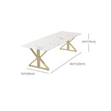 Marble Rectangle White Writing Desk Glam 29.53-inch Tall Office Desk with Gold Legs