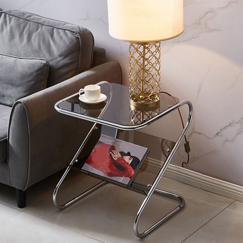 Mesa auxiliar con mesa rectangular de vidrio de almacenamiento rectangular modernista