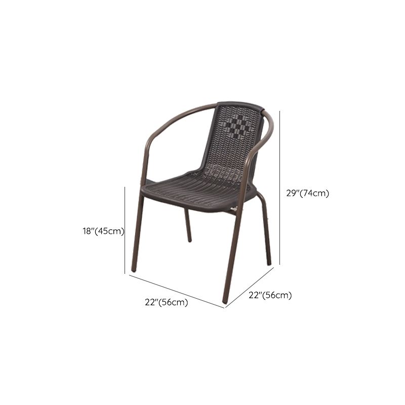 Modern Indoor-Outdoor Chair Metal Frame Stacking Dining Arm Chair