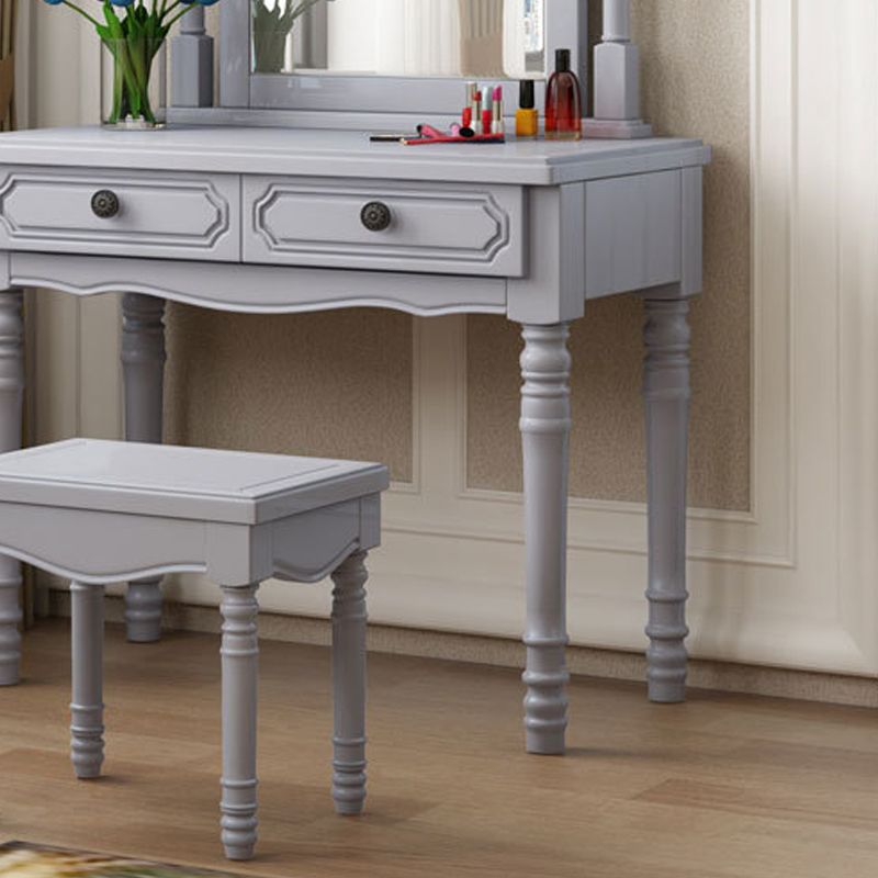 Traditional 2-Drawer Wood Dressing Table with Mirror Makeup Vanity Stool Clearhalo 'Bedroom Furniture' 'furn' 'furn_makeup_vanities' 'Furniture' 'Makeup Vanities' 'makeup_vanities' 1200x1200_568cdc28-ca8d-478f-ba9b-7c5dbc6f7194