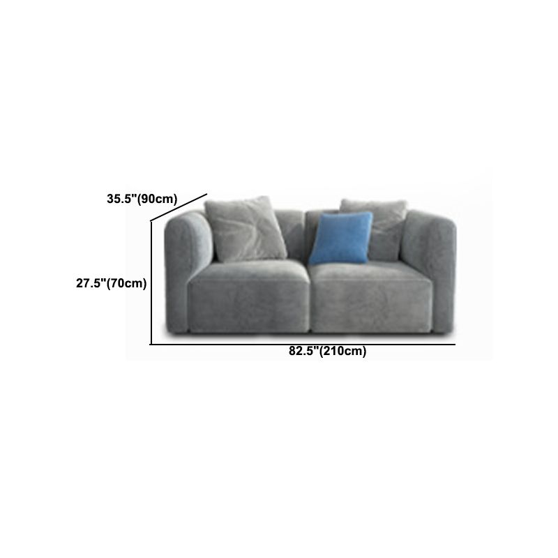 Canapé en velours gris avec chaise 68,9 "d canapé de bras carré avec oreillers