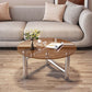 Table basse ronde en verre et acier, 3 pieds, 1 table basse simple