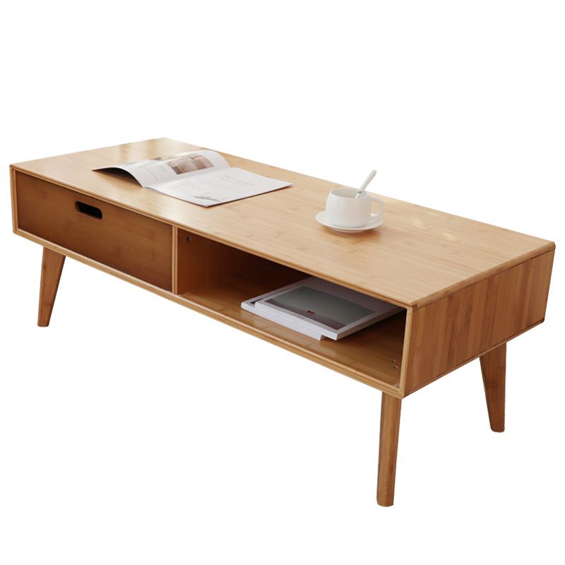 16.9" Tall Modern Wood 4-leg Base Rectangular Coffee Table with Drawers Clearhalo 'Coffee & Accent Tables' 'Coffee Tables' 'coffee_tables' 'furn' 'furn_coffee_tables' 'Furniture' 'furniture_coffee_tables' 'Living Room Furniture' 1200x1200_56935fde-c87f-4ef6-b912-a56480f57e7e