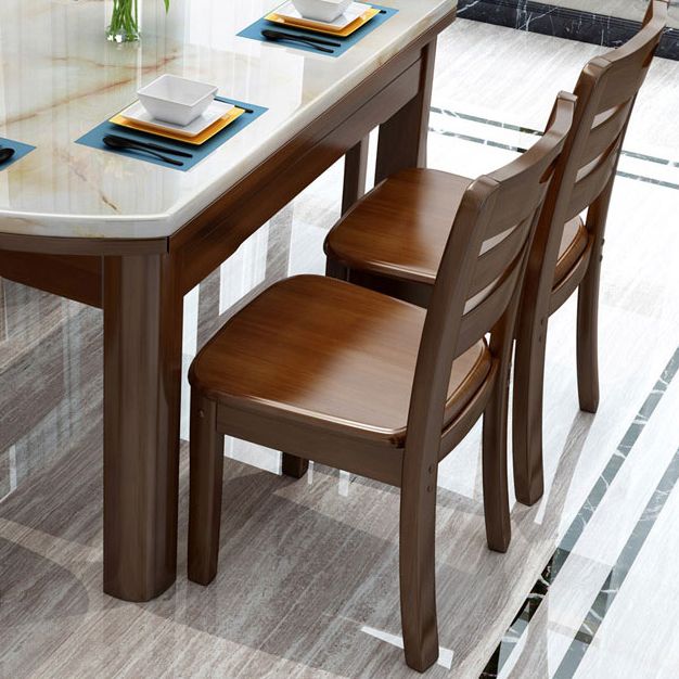 Modern Marble Rectangle Shape Dining Furniture 4 Wood Legs Table Formal for Dining Room Furniture Clearhalo 'Dining Room Sets' 'Dining Tables & Seating' 'dining_room_set' 'furn' 'furn_dining_room_set' 'Furniture' 'furniture_dining_room_set' 'Kitchen & Dining Furniture' 'kitchen&dining_furn' 'kitchen' 1200x1200_5693bd6b-4f10-4691-a365-80ea30402ca4