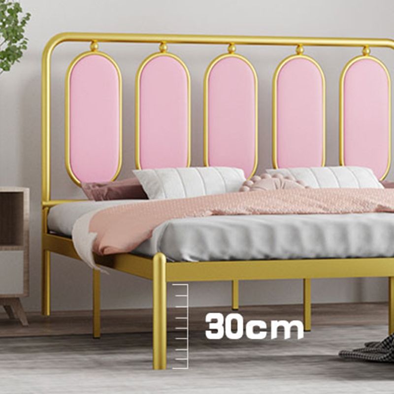 Letto standard metallico con cornice glam con testiera rivestita