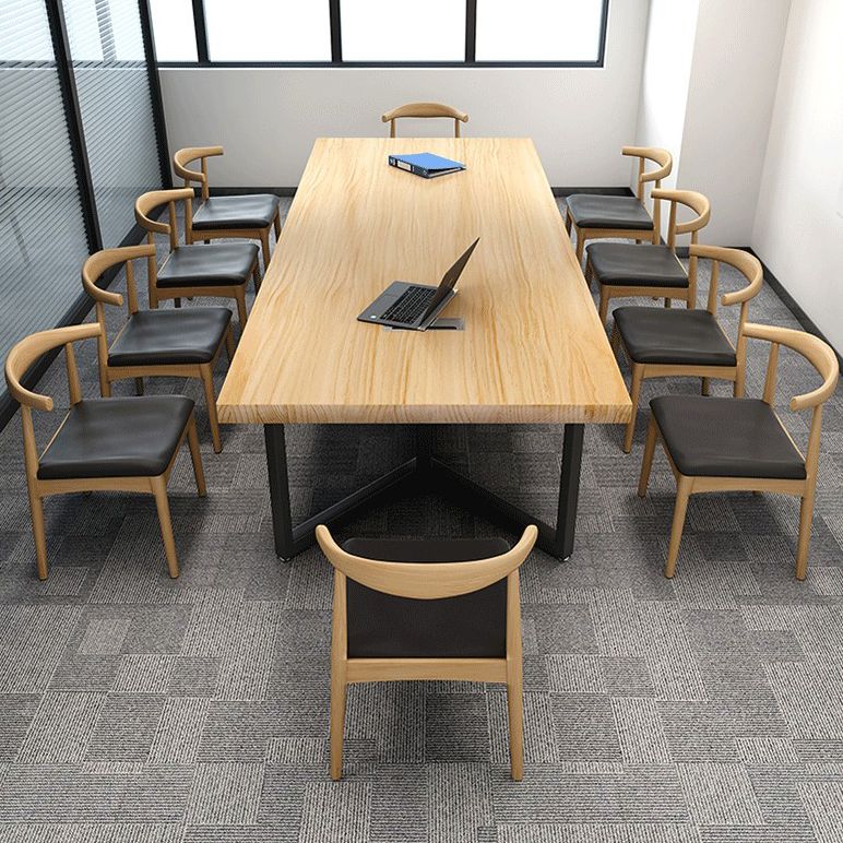 Metal Industrial Rectangle Dining Table Solid Wood Top Table for Kitchen and Dining Room Clearhalo ' dining_table' 'Dining Tables & Seating' 'Dining Tables' 'furn' 'furn_dining_table' 'Furniture' 'furniture_dining_table' 'Kitchen & Dining Furniture' 'kitchen&dining_furn' 'kitchen' 'kitchen_dining_table' 1200x1200_5694dafb-44b8-4973-a006-459b3c4ce298