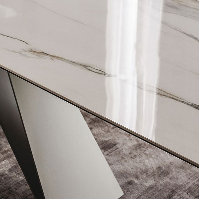 Rectangle Dining Table Industrial Stone Top Dining Table with Stainless Steel Base Clearhalo 'Dining Tables & Seating' 'Dining Tables' 'dining_table' 'furn' 'furn_dining_table' 'Furniture' 'furniture_dining_table' 'Kitchen & Dining Furniture' 'kitchen' 'kitchen_dining_table' 1200x1200_5697a694-393e-45bd-98ee-dff73d7837b8
