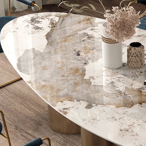Glam 1/4/5 Pieces Dining Set Oval Sintered Stone Dining Table Set for Dining Areas Clearhalo 'Dining Room Sets' 'Dining Tables & Seating' 'dining_room_set' 'furn' 'furn_dining_room_set' 'Furniture' 'furniture_dining_room_set' 'Kitchen & Dining Furniture' 1200x1200_569adeee-019a-489d-94e5-1d45b9cf1fb3