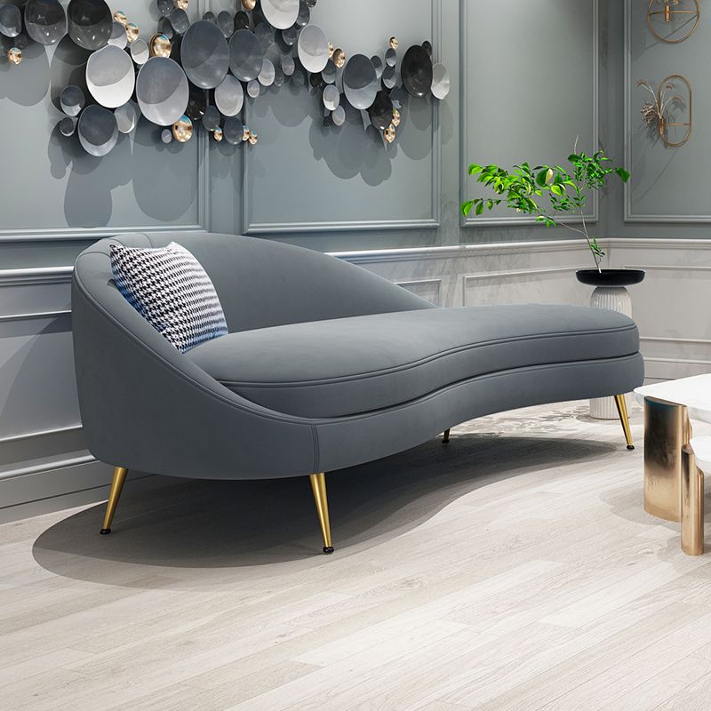 Scandinavische effen kleur fluweel getufte chaise stoel met gerolde armen