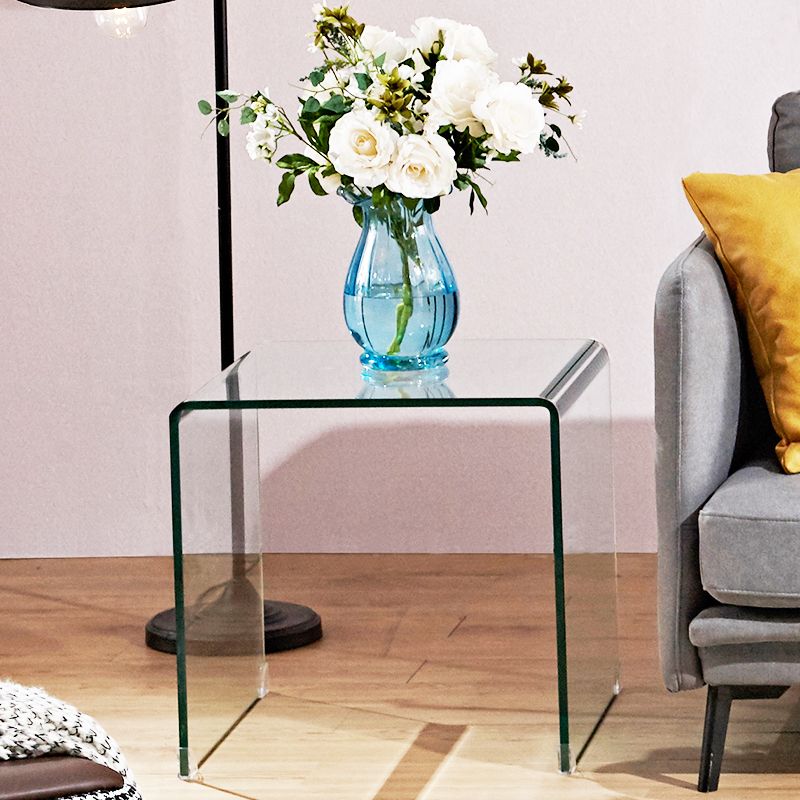 Modern Clear/Smoky Glass Sofa Side Table Rectangular Sled End Table Clearhalo 'Coffee & Accent Tables' 'End & Side Tables' 'end_side_table' 'end_side_tables' 'furn' 'furn_end_side_tables' 'Furniture' 'furniture_end_side_table' 'Living Room Furniture' 1200x1200_569dd399-9fa7-4624-9e21-da7520785d98