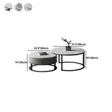 スレートラウンドコーヒーテーブル2ピースモダンなミニマリストバンチングテーブル