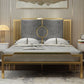78.74" Wire-Grid Bed Frame, Glam Metal  Bed with Headboard and Footboard