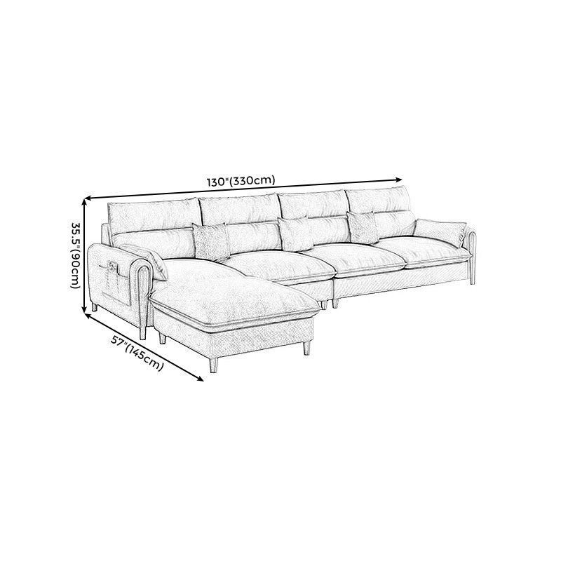 Skandinavisches Beige gerade Arm -Sofa/Abschnitt mit abnehmbaren Kissen