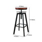 Industrial Metal Barstool Faux Leather Low Back Counter Stool with Iorn 4 Legs