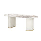 Traditional Luxury Dining Table White Stone Oval Dining Table for Home Clearhalo 'Dining Tables & Seating' 'Dining Tables' 'dining_table' 'furn' 'furn_dining_table' 'Furniture' 'Kitchen & Dining Furniture' 1200x1200_56a4aae7-d8f9-43c3-b51b-a9f27d794ad4
