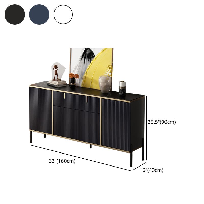 Glam Style Buffet Sideboard Sintered Stone Top Server with Door and Drawer for Home Use Clearhalo 'buffet_sideboard' 'Buffets & Sideboards' 'furn' 'furn_buffet_sideboard' 'Furniture' 'Kitchen & Dining Furniture' 1200x1200_56a5363d-5d3f-49f2-be5a-a0242f5ea583