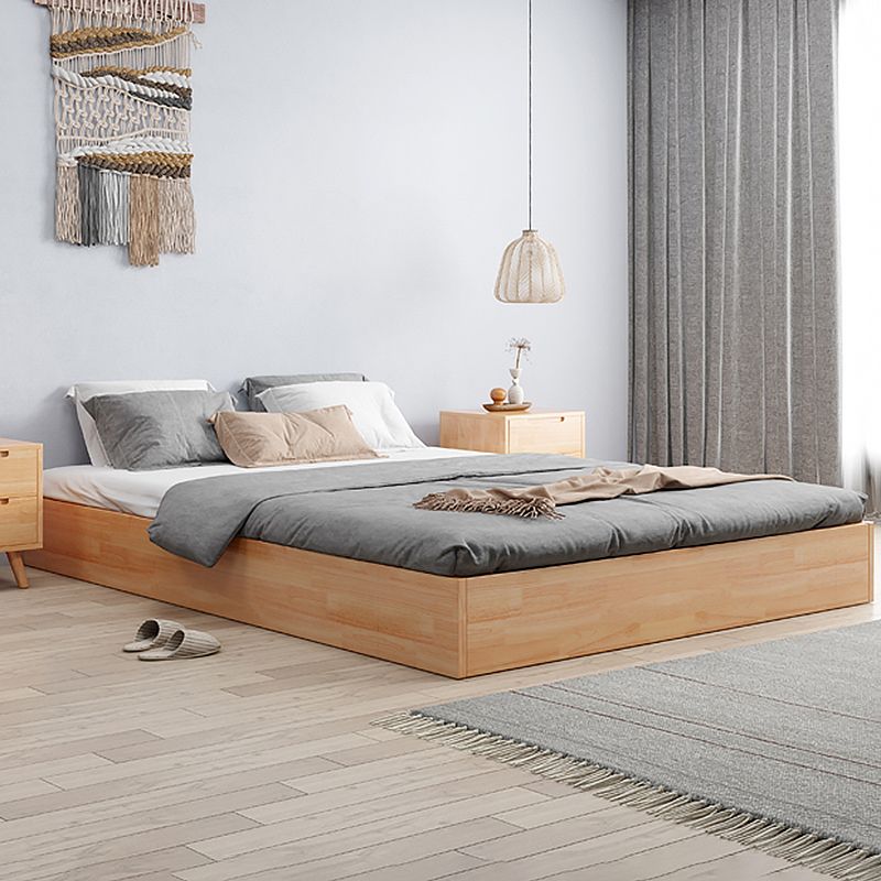 Scandinavian 7.87" Tall Solid Color Wood Bed Frame for Bedroom