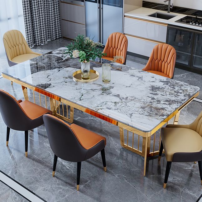 Traditional Luxury Style Dining Table Rectangle Sintered Stone Table with Gold Frame Clearhalo ' dining_table' 'Dining Tables & Seating' 'Dining Tables' 'furn' 'furn_dining_table' 'Furniture' 'furniture_dining_table' 'Kitchen & Dining Furniture' 'kitchen&dining_furn' 'kitchen' 'kitchen_dining_table' 1200x1200_56a853a9-0a3e-4f23-a90a-413a4f7fa279