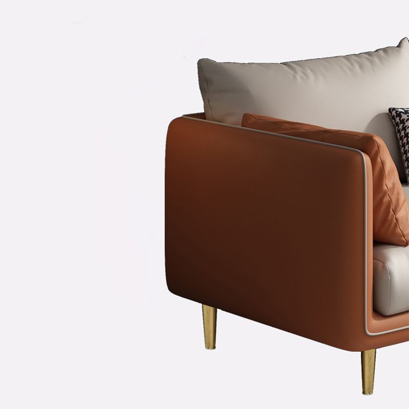 Scandinavian Faux Leather Straight Arm Sofa/Sectional with Stain-Resistant Clearhalo 'furn' 'furn_sectionals' 'Furniture' 'furniture_sectionals' 'Living Room Furniture' 'Sectionals' 1200x1200_56ad1c2e-f888-405c-ac10-c5f5f51c778c