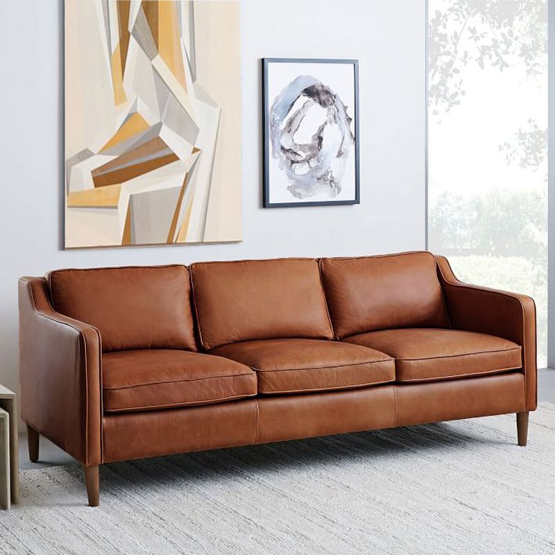 Industrial Faux Leather Loose Back Sofa with Solid Color Sloped Arms Clearhalo 'furn' 'furn_sofas' 'Furniture' 'furniture_sofas' 'kitchen' 'kitchen_sofas' 'Living Room Furniture' 'Sofa' 'sofas' 1200x1200_56aef2de-693b-4b13-b51a-ff92a41c3cce