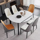 Foldable Sintered Stone Top Dining Table Modern Round Table with Metal 4 Legs Clearhalo ' dining_table' 'Dining Tables & Seating' 'Dining Tables' 'furn' 'furn_dining_table' 'Furniture' 'furniture_dining_table' 'Kitchen & Dining Furniture' 'kitchen&dining_furn' 'kitchen' 'kitchen_dining_table' 1200x1200_56af7d9b-c49a-4792-b493-0b02cfe45dd6