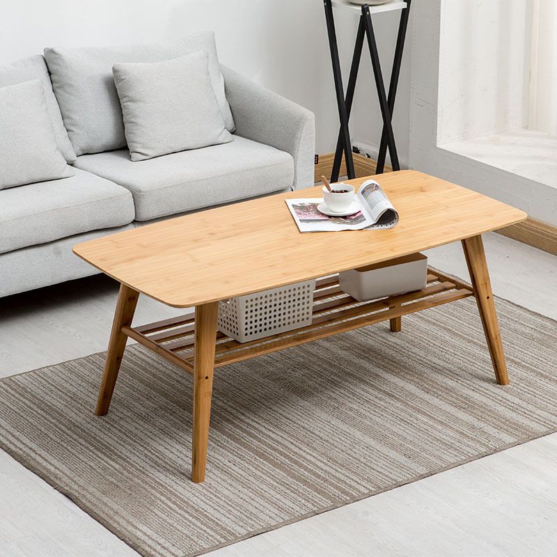 Modern Bamboo Wood/walnut Ribbon Storage Space Rectangular Coffee Table Clearhalo 'Coffee & Accent Tables' 'Coffee Tables' 'coffee_tables' 'furn' 'furn_coffee_tables' 'Furniture' 'furniture_coffee_tables' 'Living Room Furniture' 1200x1200_56afc755-3195-4f75-8fe2-cfb69ff720b6