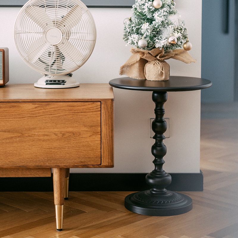 Round Metal Pedestal End Table Black/White Accent Side Table