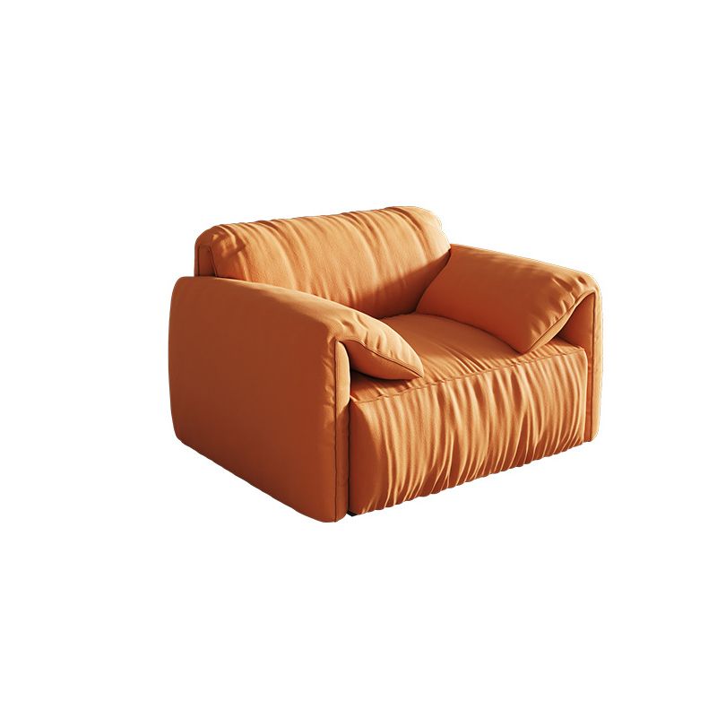 Contemporary Living Room Seating Pillow Top Arm Cushions Orange Sofa