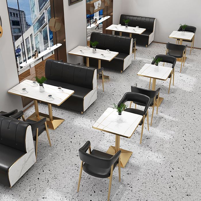 Chaises de restauration de cuisine en faux cuir en cuir avec base en métal