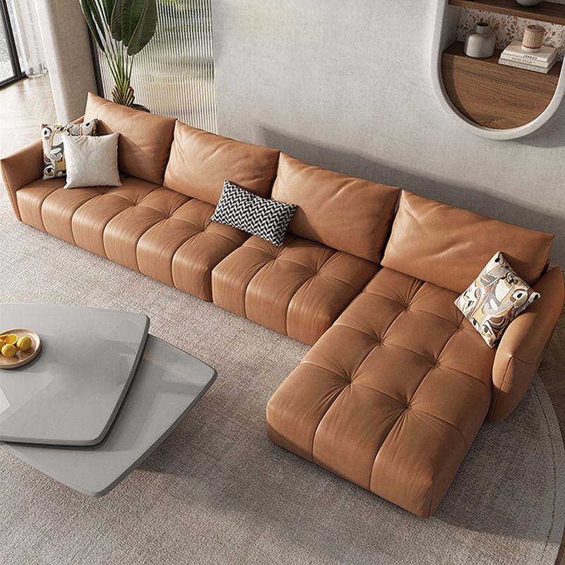 Nordic Pillows Square Arm Living Room Faux Leather Stationary Seating Clearhalo 'furn' 'furn_sectionals' 'Furniture' 'Living Room Furniture' 'Sectionals' 1200x1200_56b4f122-5213-468a-9f50-d953f5e87441