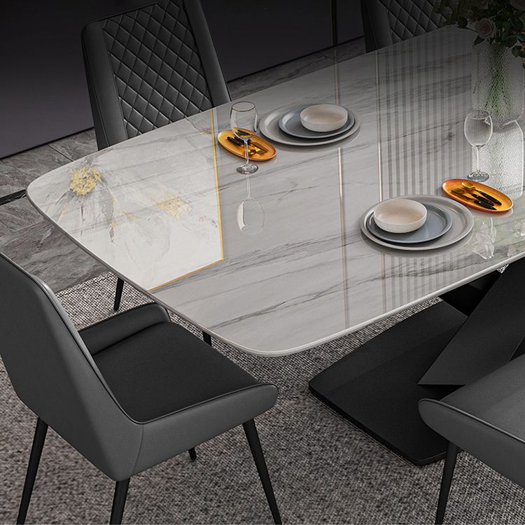 Minimalist Dining Set with Sintered Stone Dining Table and Upholstered Chairs Clearhalo 'Dining Room Sets' 'Dining Tables & Seating' 'dining_room_set' 'furn' 'furn_dining_room_set' 'Furniture' 'furniture_dining_room_set' 'Kitchen & Dining Furniture' 'kitchen&dining_furn' 'kitchen' 1200x1200_56b52402-b3f4-47df-ba4f-a0bef1c3eb90