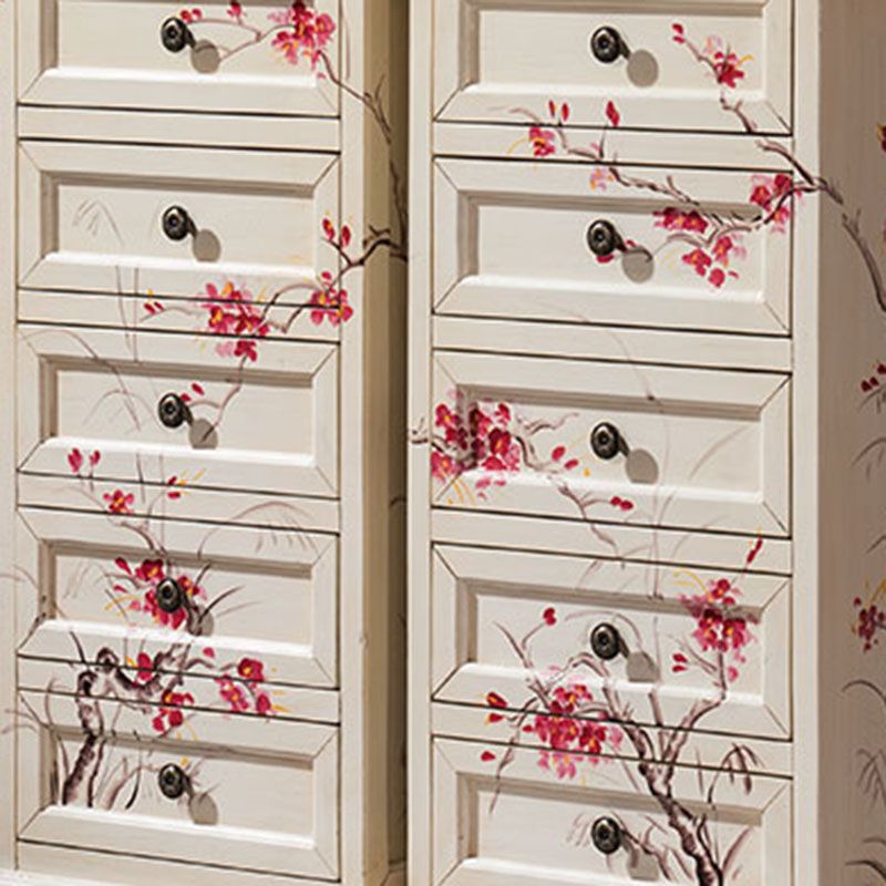 Traditionele verticale thuiskist houten opbergkist met laden