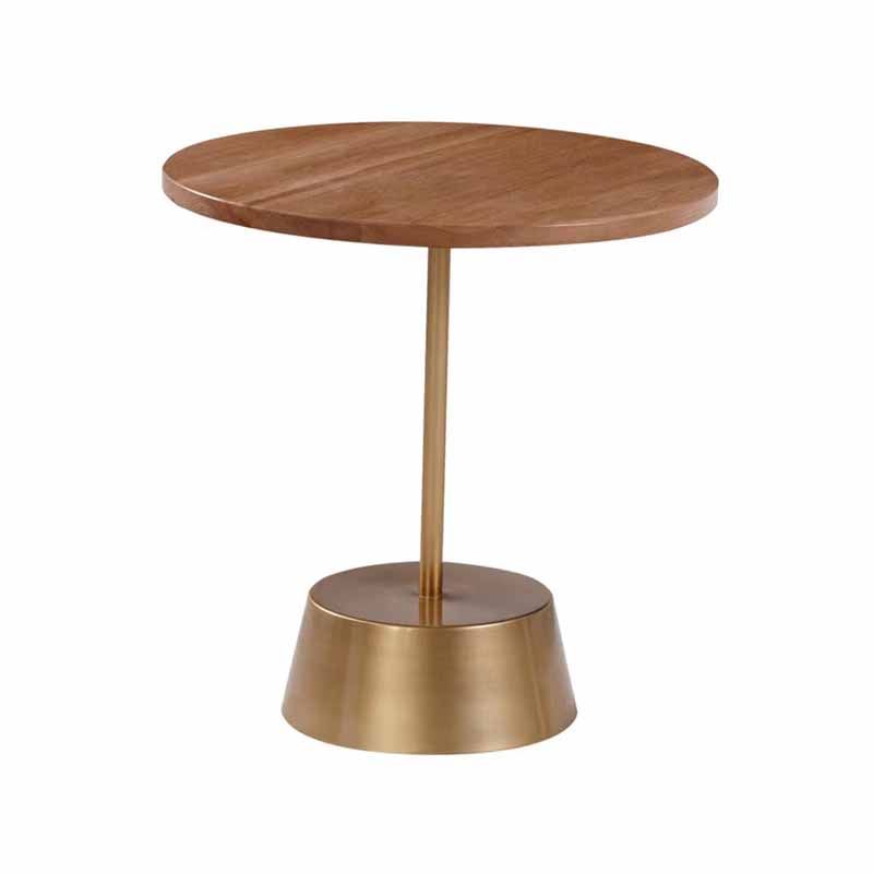 Scandinavisch ronde hout bovenste zijtafel metalen voetstuk eindtafel