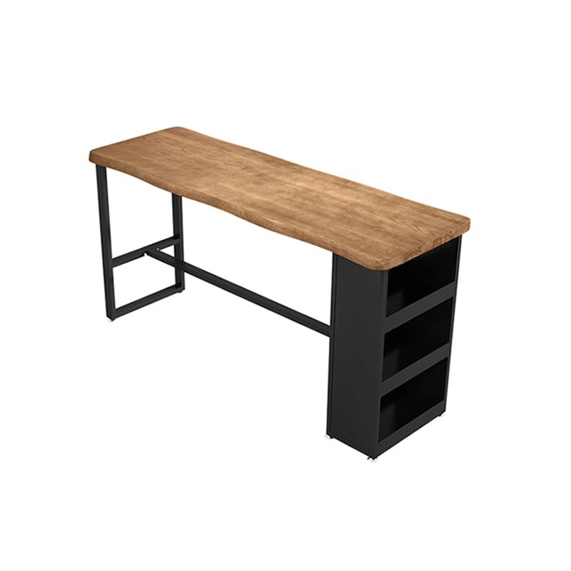 Brown Pine Wood 1/2/3 Pcs Bar Table Set with Wooden Stools for Home