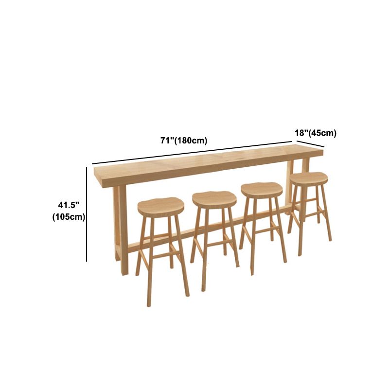Rechthoekige grenenhouten bistrotafel Moderne pubtafel met houten schraag