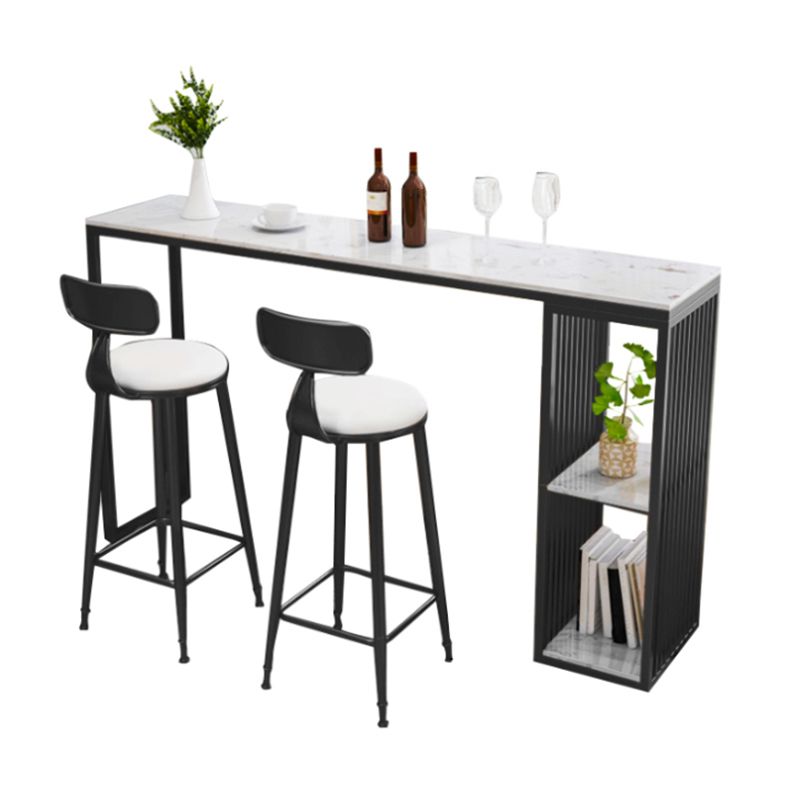 Modern Rectangle Bar Table Set 1/3 Pcs Black and Gold Metal Frame Bar Table and Stools Clearhalo 'Bar Furniture' 'furn' 'furn_home_bar_bar_sets' 'Furniture' 'Home Bars & Bar Sets' 'home_bar_bar_sets' 'Kitchen & Dining Furniture' 1200x1200_56bc98a3-cf75-4dbb-9c3e-5f1de94d6b15