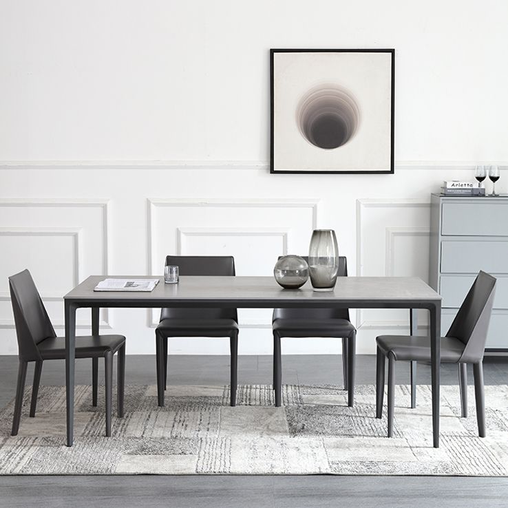 Industrial Style Home Sintered Stone Dining Table Metallic Base Rectangle Table Clearhalo ' dining_table' 'Dining Tables & Seating' 'Dining Tables' 'furn' 'furn_dining_table' 'Furniture' 'furniture_dining_table' 'Kitchen & Dining Furniture' 'kitchen&dining_furn' 'kitchen' 'kitchen_dining_table' 1200x1200_56bd1140-3ede-443b-8ea0-2e37b4b106a2