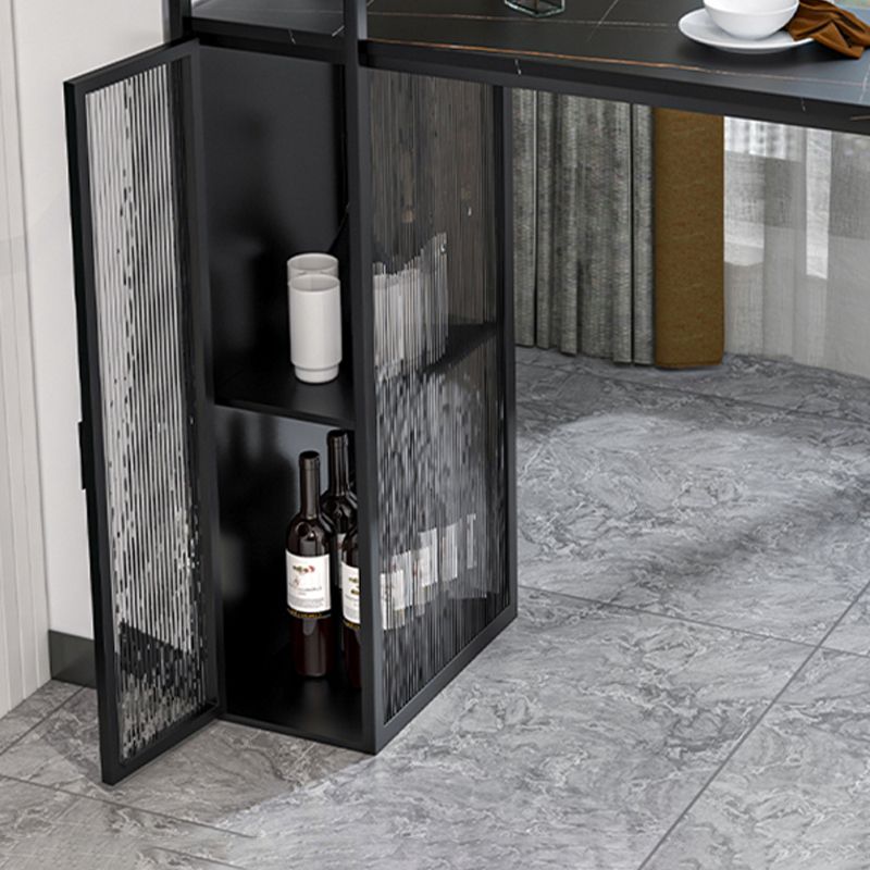 Modern Iron Bistro Table Stone Top Rectangle Indoor Bar Dining Table with Wine Rack Clearhalo 'Bar Furniture' 'Bar Tables' 'bar_tables' 'furn' 'furn_bar_tables' 'Furniture' 'furniture_bar_tables' 'Kitchen & Dining Furniture' 1200x1200_56c1e2d3-4170-4796-a354-94615bdca591
