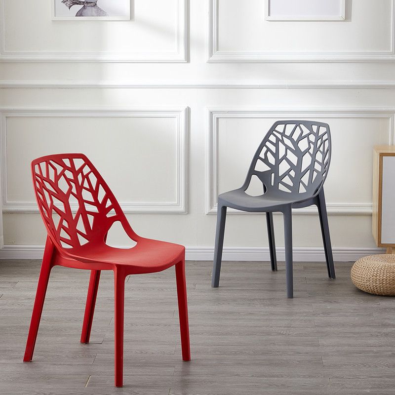 Glam Style Open Back Side Chair Plastic Stackable Dining Chair Clearhalo 'Dining Chairs' 'Dining Tables & Seating' 'dining_chair' 'furn' 'furn_dining_chair' 'Furniture' 'furniture_dining_chair' 'Kitchen & Dining Furniture' 1200x1200_56c2c74f-26f2-4103-9888-77440db78dea