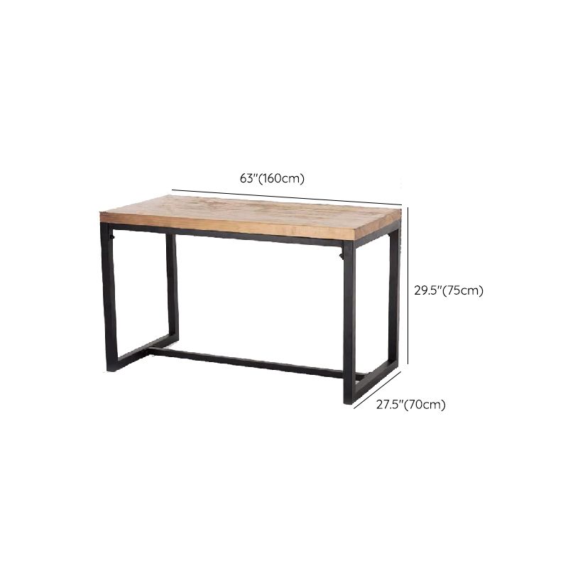 Natural Finish Rectangle Dining Table Industrial Dinette Table with Metal Frame