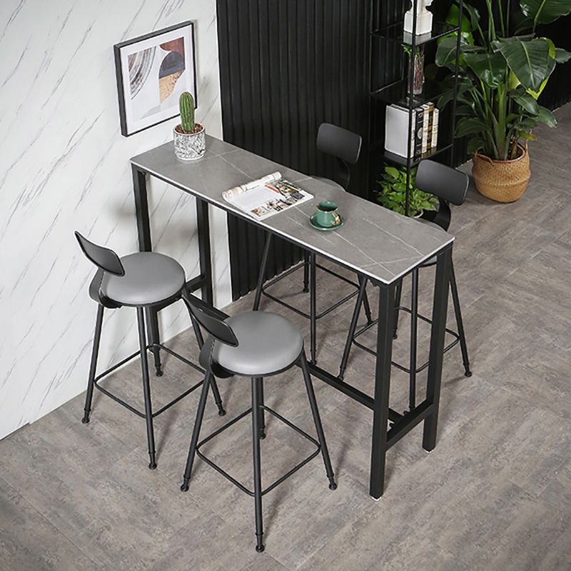 Industrial Stone Indoor Pub Bar Table Iron Trestle Pedestal Bar Dining Table Clearhalo 'Bar Furniture' 'Bar Tables' 'bar_tables' 'furn' 'furn_bar_tables' 'Furniture' 'furniture_bar_tables' 'Kitchen & Dining Furniture' 1200x1200_56c84ba4-24fe-454f-b1a9-c7073a934161
