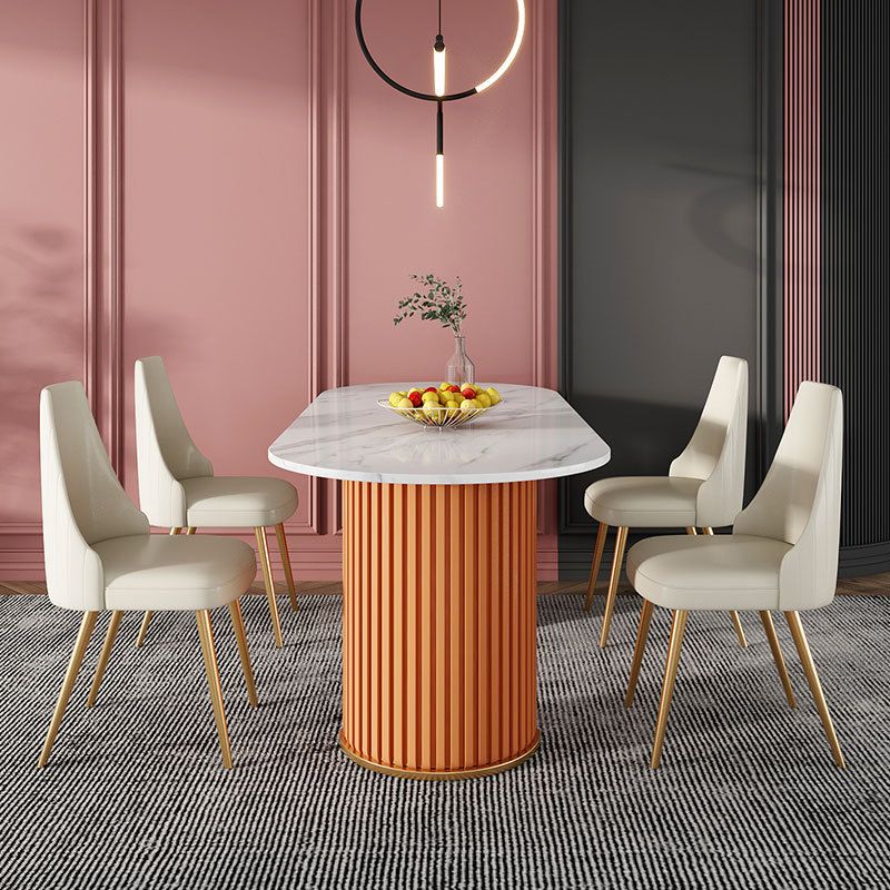Sintered Stone Luxury Dining Table Traditional Oval Dining Table with Double Pedestal Base Clearhalo ' dining_table' 'Dining Tables & Seating' 'Dining Tables' 'furn' 'furn_dining_table' 'Furniture' 'furniture_dining_table' 'Kitchen & Dining Furniture' 'kitchen&dining_furn' 'kitchen' 'kitchen_dining_table' 1200x1200_56c92ea1-c833-4bcd-a125-b65fb0da931c