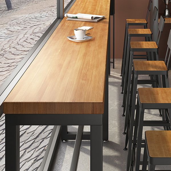 Brown Modern Style Rectangle in Solid Wood and Iron Table Coffee Shop Bar Table Clearhalo 'Bar Furniture' 'Bar Tables' 'bar_tables' 'furn' 'furn_bar_tables' 'Furniture' 'furniture_bar_tables' 'Kitchen & Dining Furniture' 1200x1200_56c97d6a-6c9d-42c7-80c8-1d3a30c4da09