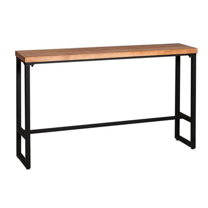 Table de salle à manger industrielle à base de chevalet de table de bar en bois massif pour la cuisine