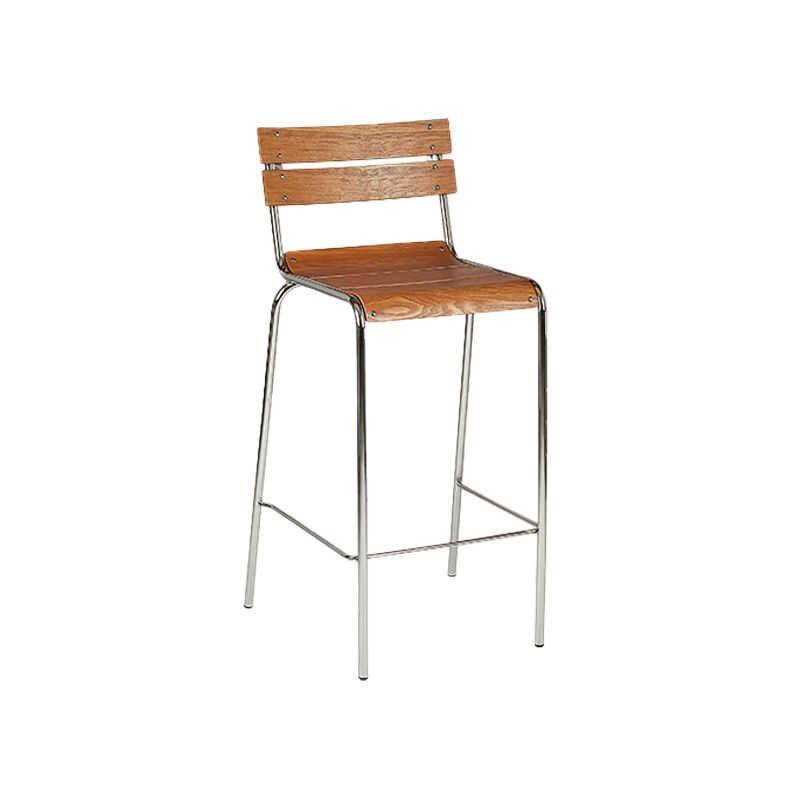 Contemporary Low Back Armless Bar Stool with Silver Metal Base