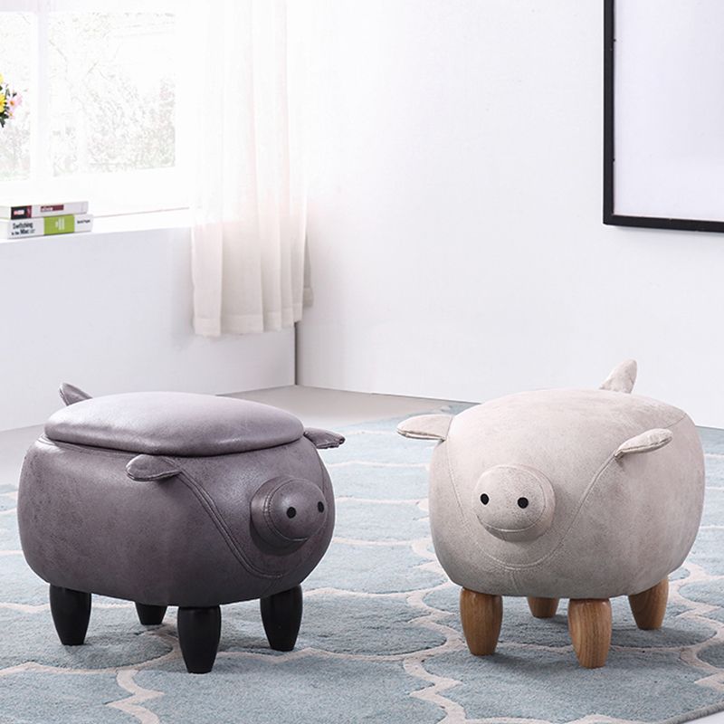 Contemporary Standard Ottoman Specialty Faux Leather Upholstered Pouf